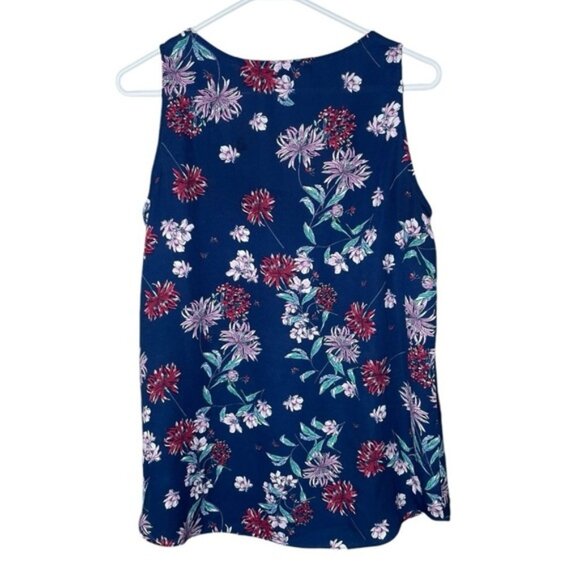 Harvé Benard Medium Tank Blouse Sleeveless Tops Floral Contemporary Shirt Navy M - Picture 4 of 8